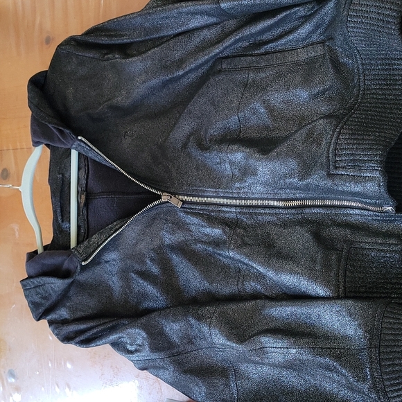 AS by DF Leather Bomber Hoodie Jacket - Picture 3 of 7